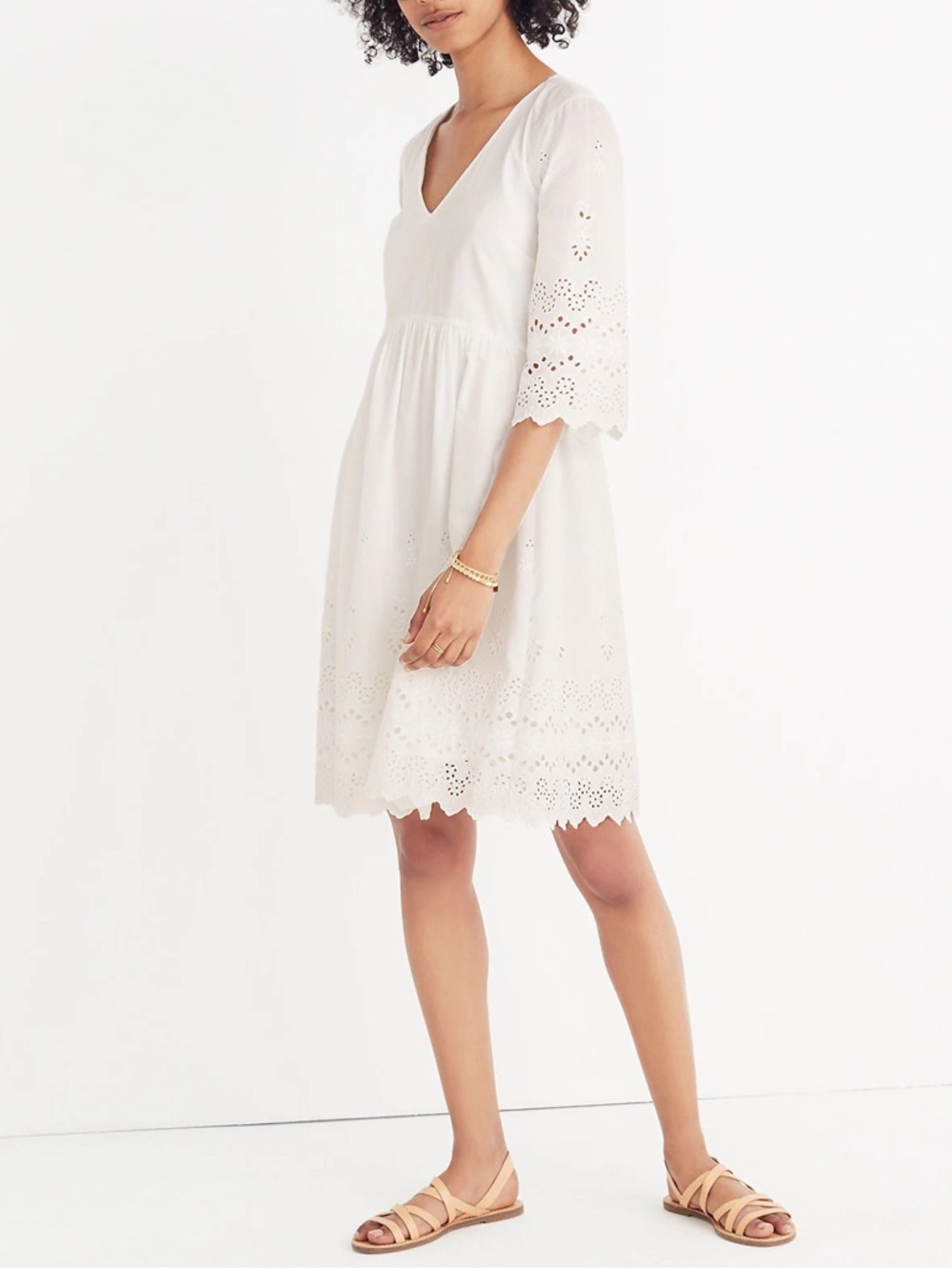 Madewell Eyelet Lattice Dress Feminine Cotton Dress NWOT Sz 00